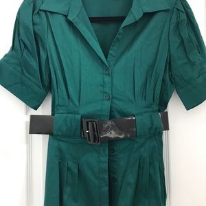 Cotton button front shirt with belt. Never worn